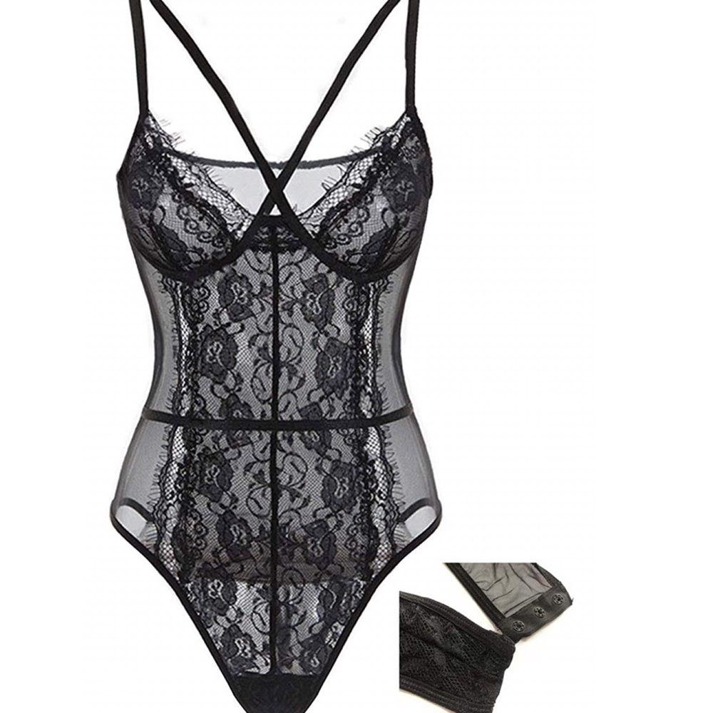 Black eye lash lace lingerie bodysuit - Picture 5 of 6